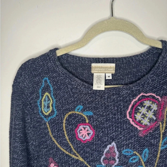 VINTAGE WOOL COLDWATER CREEK EMBROIDERED FLORAL SWEATER COTTAGE CORE - Picture 13 of 13